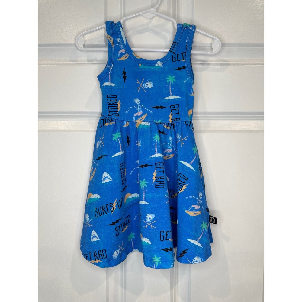 Rags Kids Blue Surfing Skeleton Graphic Tank Dress Size‎ 2T